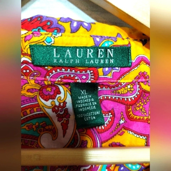 Lauren Ralph‎ Lauren LRL Paisley  Button Down Shirt size XL Multicolor Cotton - Picture 4 of 5